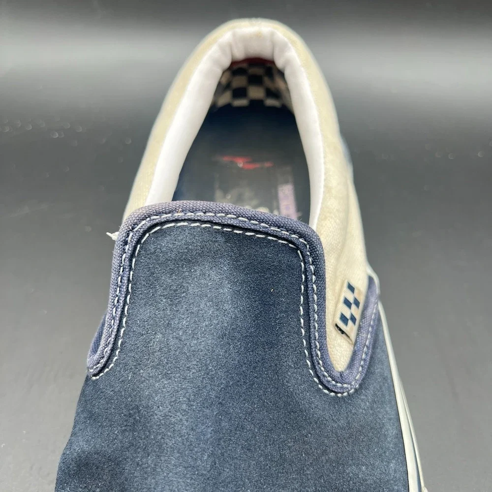 Vans Classic Slip-On Mens 8 Sneaker Navy Blue Suede Low Top Skateboard Shoes